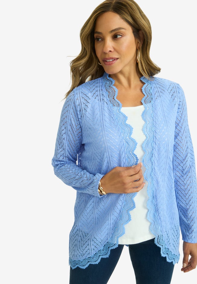 Stretch Knit Lace Topper image number 0