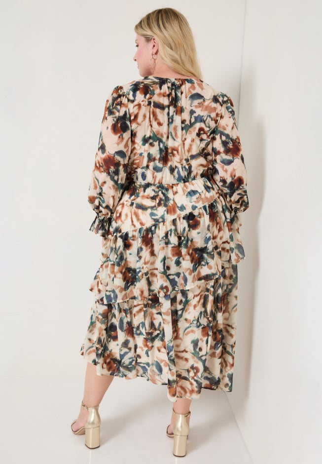 Tiered Pleated Midi Dress image number null