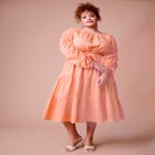 Cotton Voile Ruched Midi Dress image number null