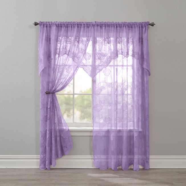 Ella Floral Lace Panel with Attached Valance image number 1