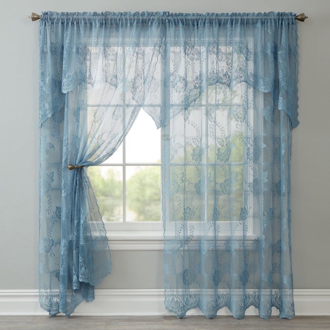 Ella Floral Lace Panel with Attached Valance image number 0