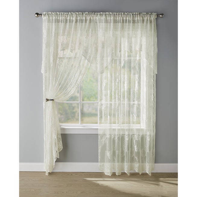 Ella Floral Lace Panel with Attached Valance image number 0