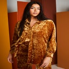 Crushed Velvet Button-Down Top image number null