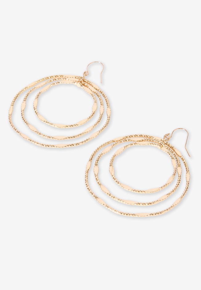 Layered Circle Drop Earrings image number 2