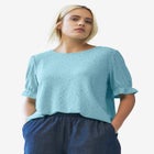 Short Puff Sleeve Eyelet Tee image number null