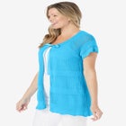 Tie-Neck Pointelle Cardigan Sweater image number null