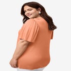 Ruffle Neckline Flutter Sleeve Tunic image number null