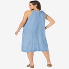 Denim Tie-Neck Dress image number null