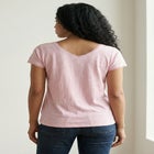 V-Neck A-Line Crochet Trim Tee image number null