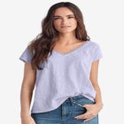 V-Neck A-Line Crochet Trim Tee image number null