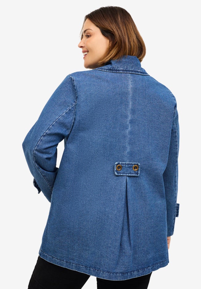 Button Front Denim A-line Jacket image number null