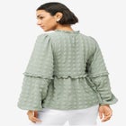 Ruffle Trim V-Neck Babydoll Blouse image number null