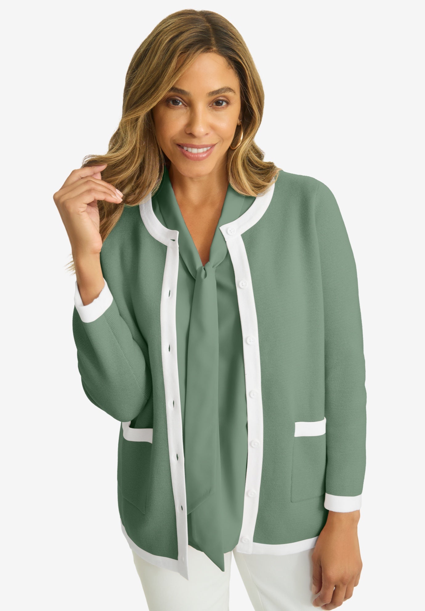 Tipped Boxy Cardigan image number 0