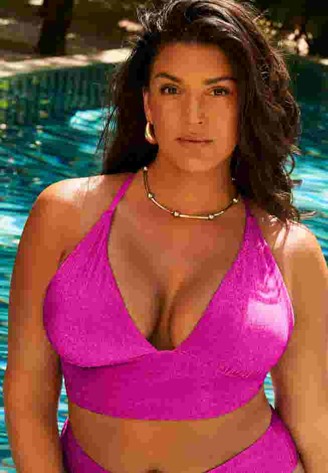 Longline Sparkle Bikini Top image number 0