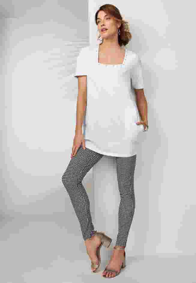 Stretch Cotton Studded Square Neck Tunic image number 0