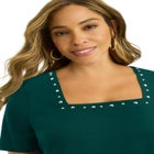 Stretch Cotton Studded Square Neck Tunic image number null