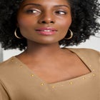 Stretch Cotton Studded Square Neck Tunic image number null