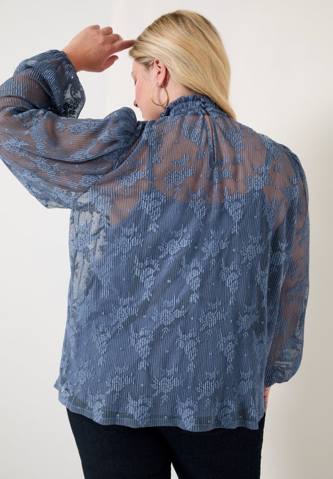 Smocked Mockneck Blouse image number 1