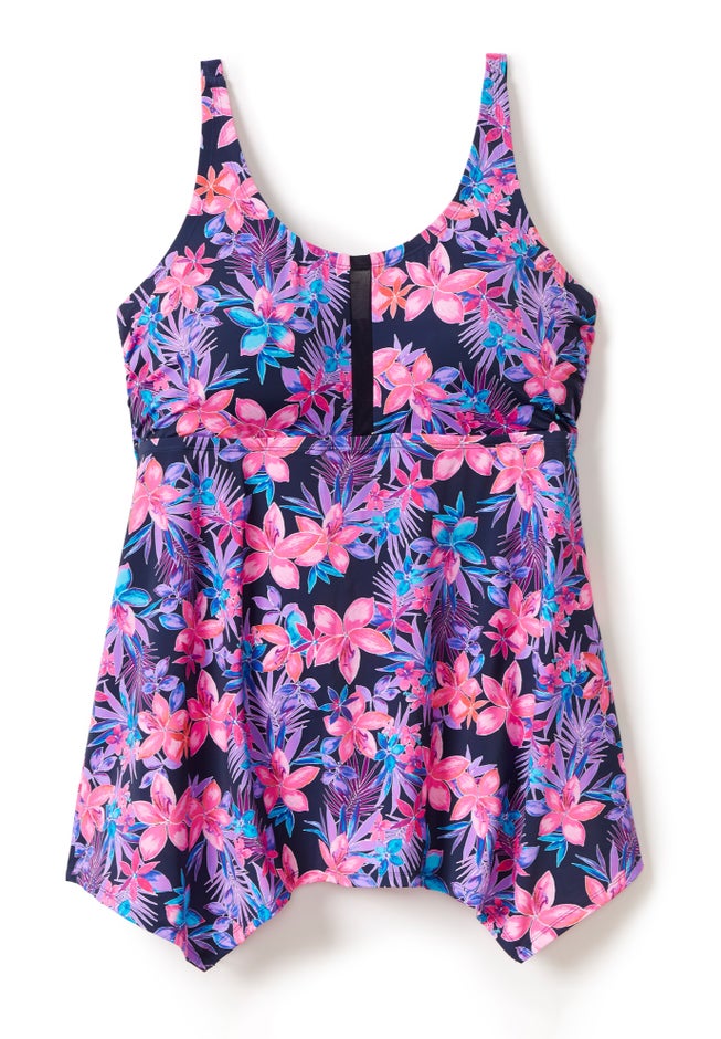 Longer-Length Handkerchief Hem Tankini Top image number 3