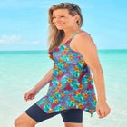 Longer-Length Handkerchief Hem Tankini Top image number 2
