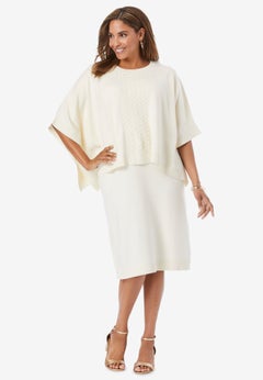 Cable Knit Cape Sweater Dress