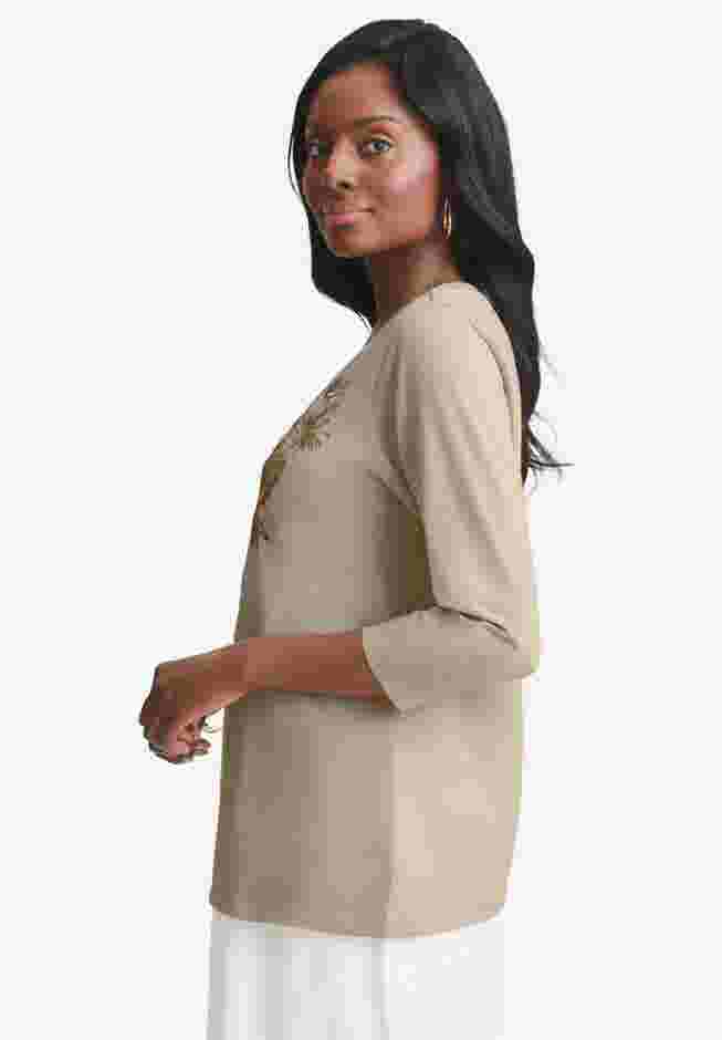 Stretch Cotton Embroidered Tee image number 2