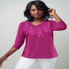 Stretch Cotton Embroidered Tee image number null