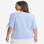 Stretch Cotton Tie Sleeve Square Neck Tee image number null