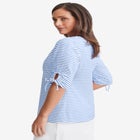 Stretch Cotton Tie Sleeve Square Neck Tee image number null