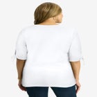 Stretch Cotton Tie Sleeve Square Neck Tee image number null