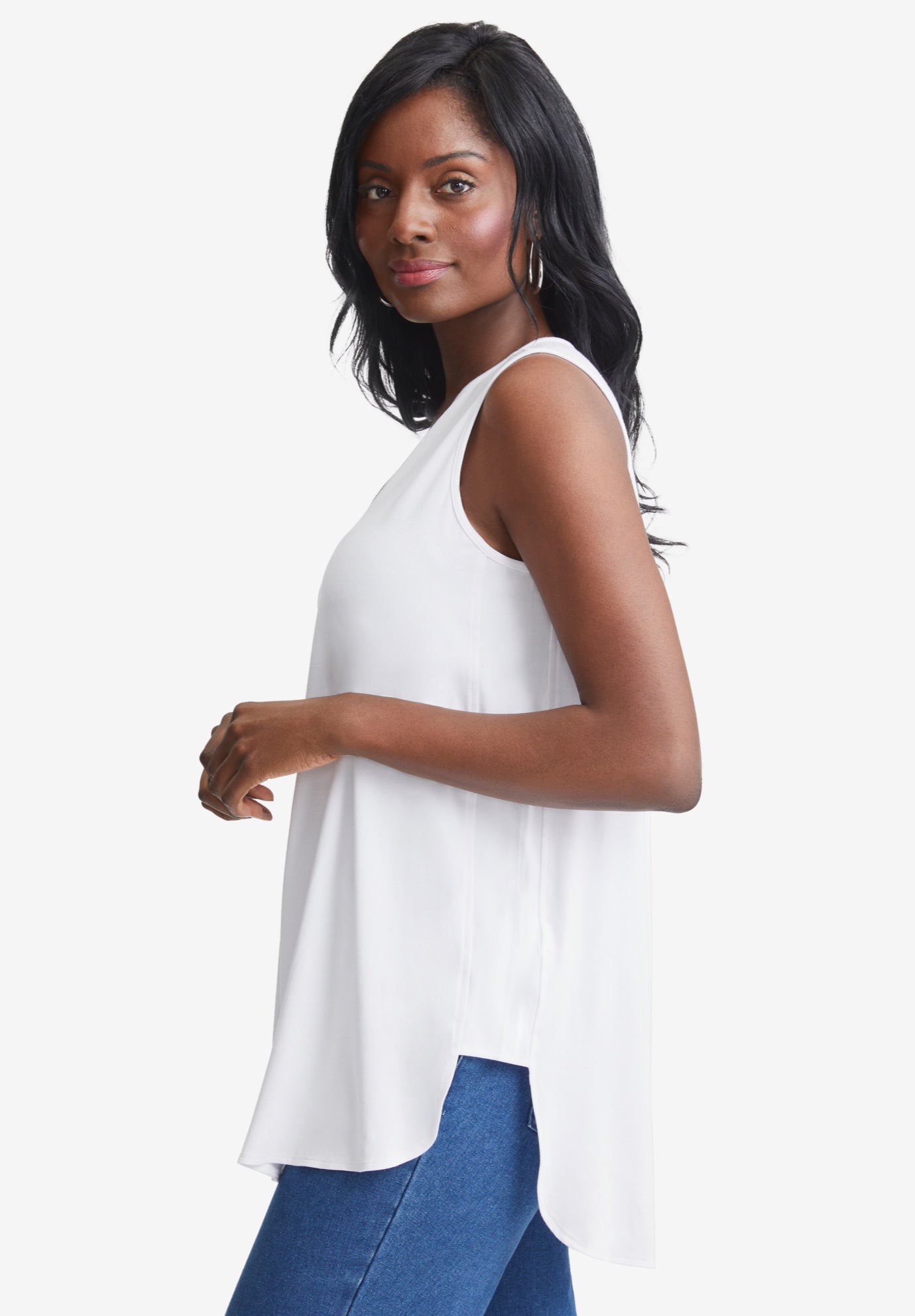 Stretch Knit Hi-Low Zip Tunic image number 1