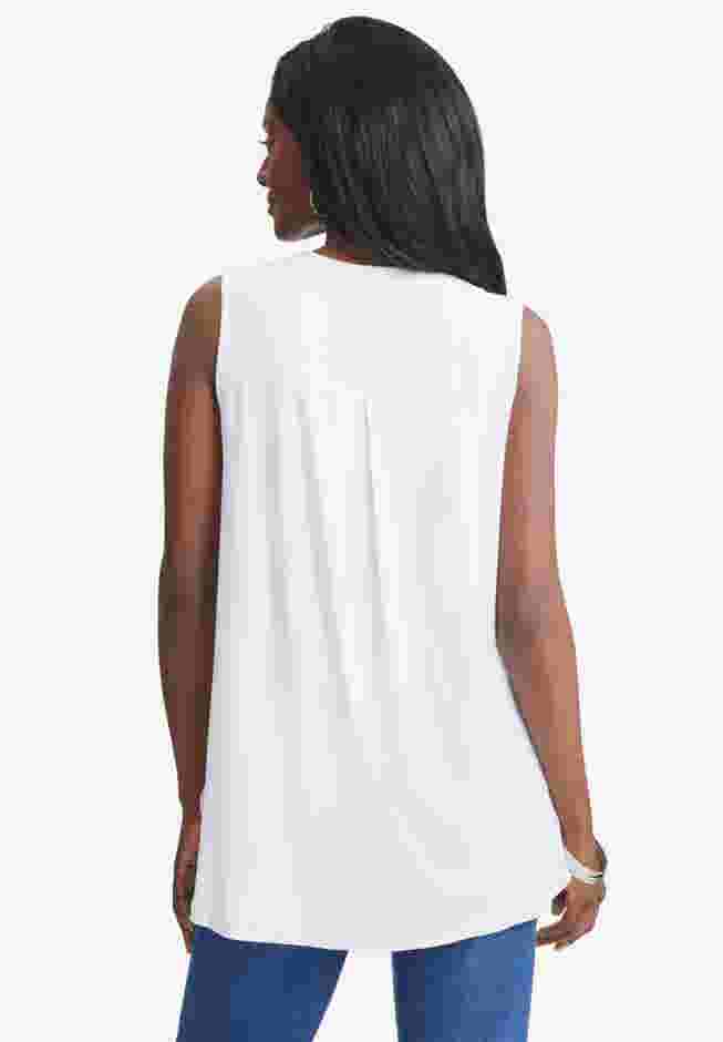 Stretch Knit Hi-Low Zip Tunic image number 2