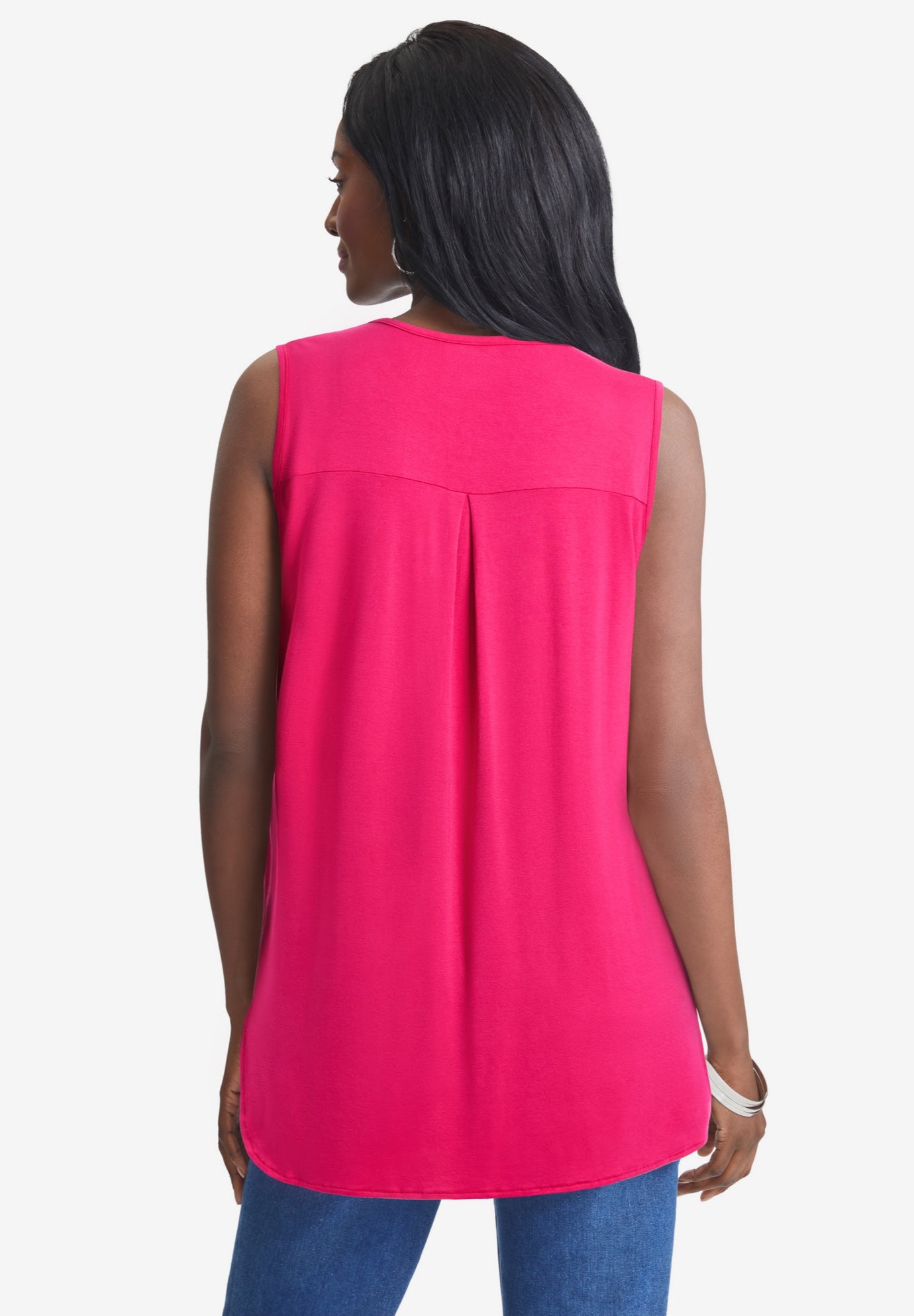 Stretch Knit Hi-Low Zip Tunic image number 2