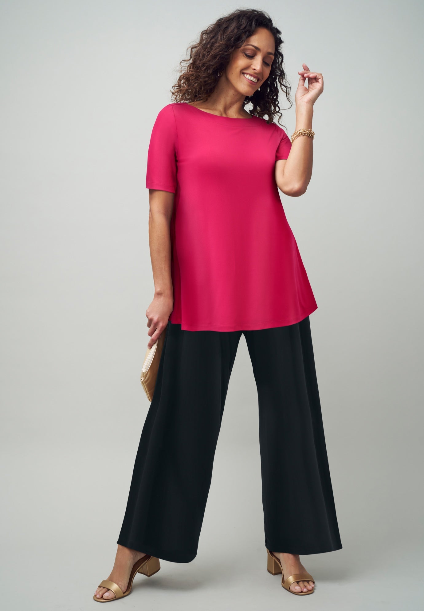 Stretch Knit Boatneck Swing Tunic image number 1