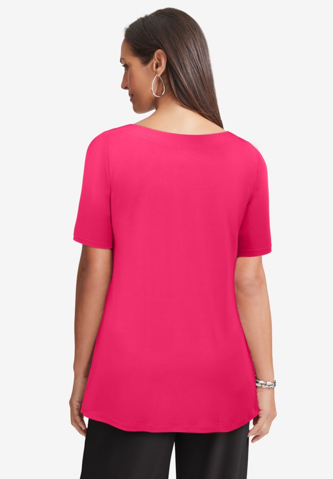 Stretch Knit Boatneck Swing Tunic image number 3