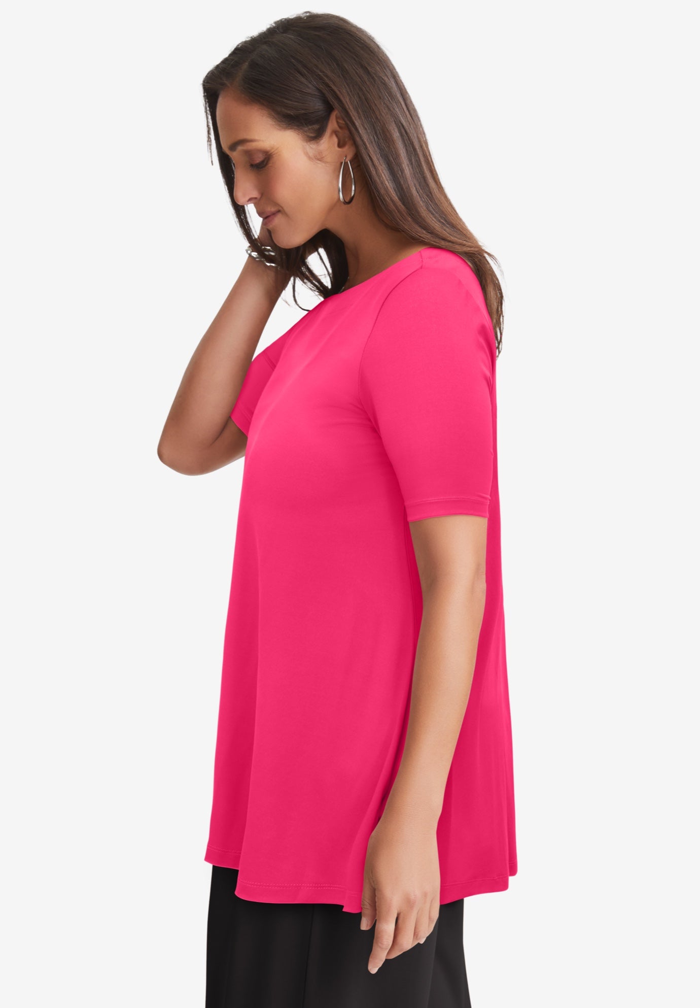 Stretch Knit Boatneck Swing Tunic image number 2
