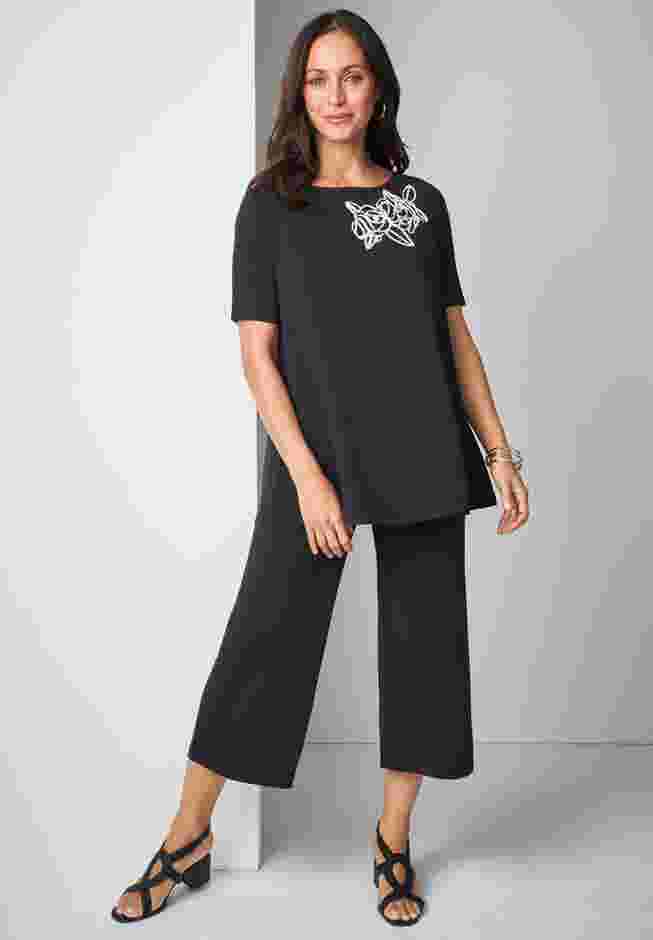 Stretch Knit Boatneck Swing Tunic image number 0