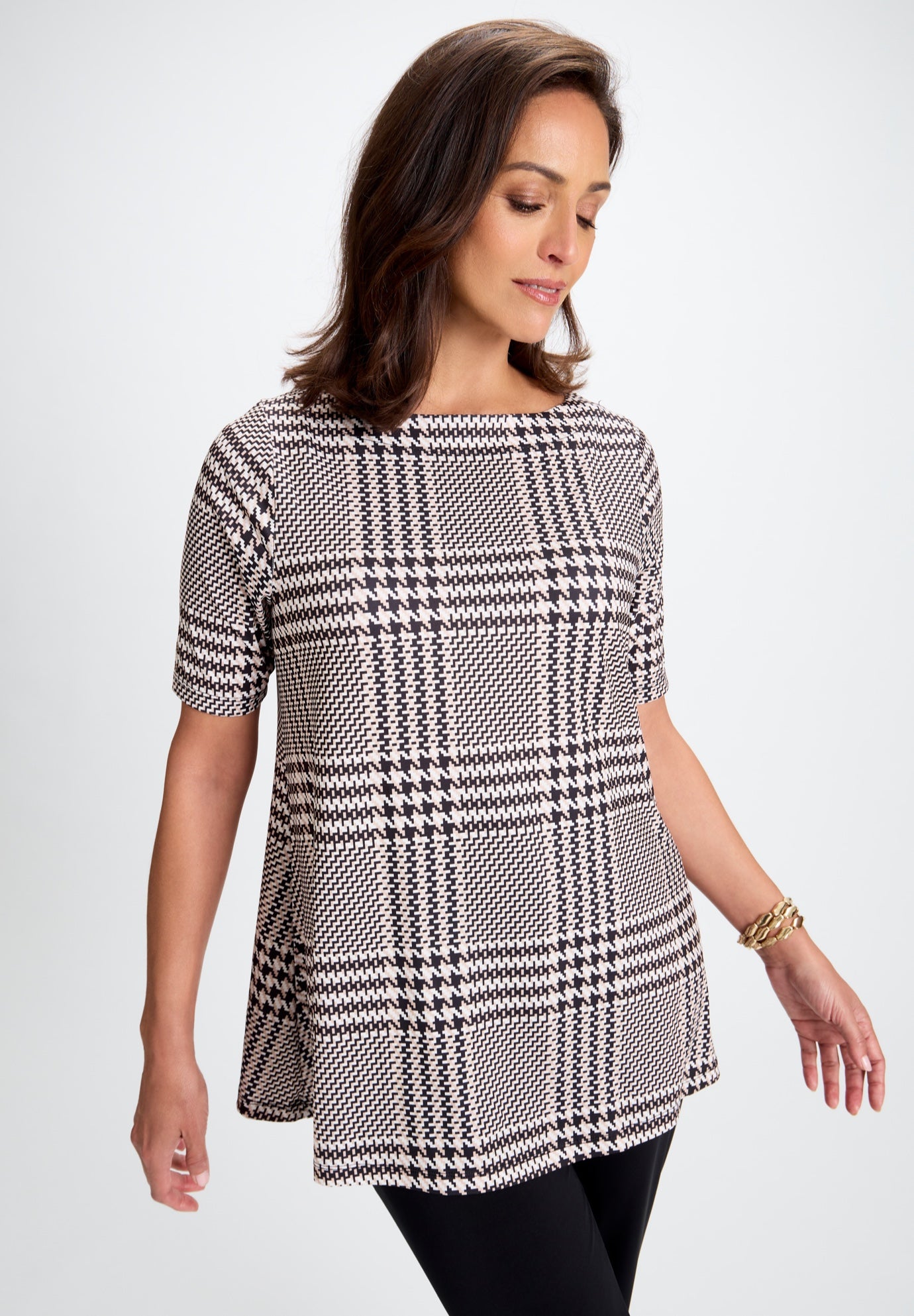 Stretch Knit Boatneck Swing Tunic image number 0