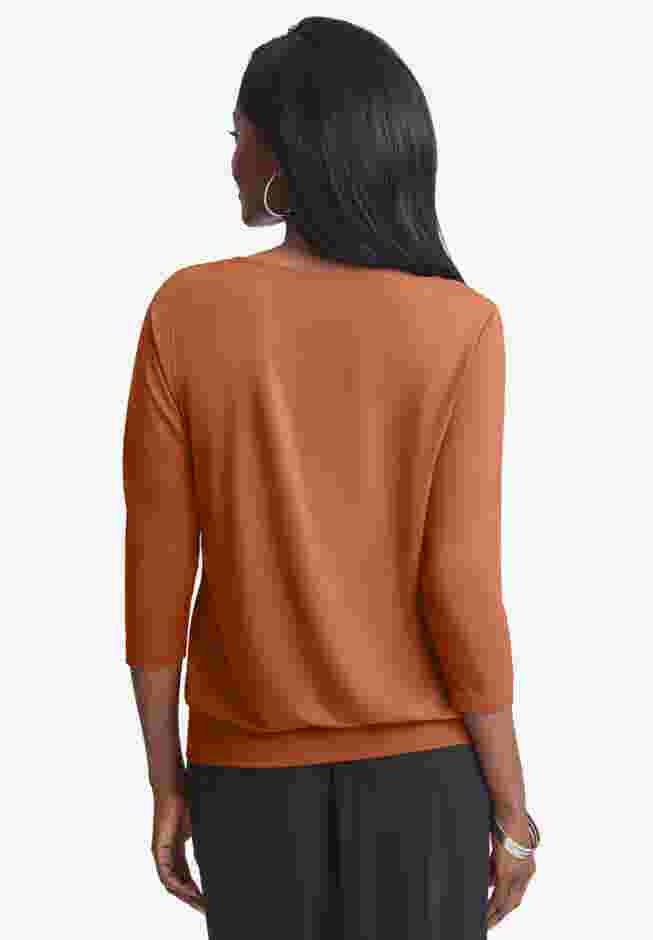 Stretch Knit Square Neck Top image number 3
