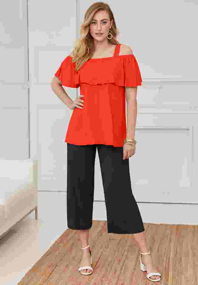 Everyday Stretch Knit Wide Leg Crop Pant image number 3