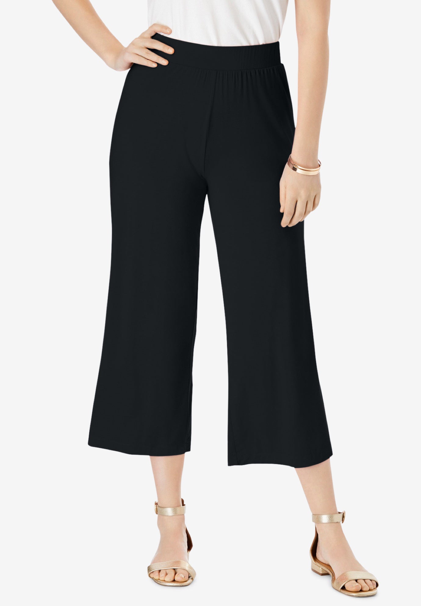 Everyday Stretch Knit Wide Leg Crop Pant image number 0
