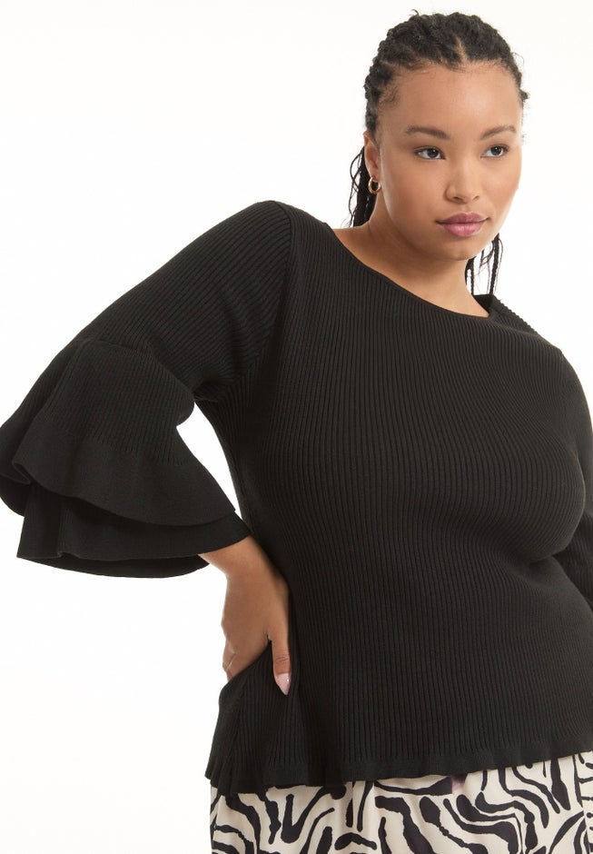 Ruffled Long-Sleeve Sweater image number 2