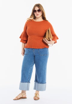 Ruffled Long-Sleeve Sweater