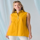 Stretch Cotton Poplin Sleeveless Shirt image number null
