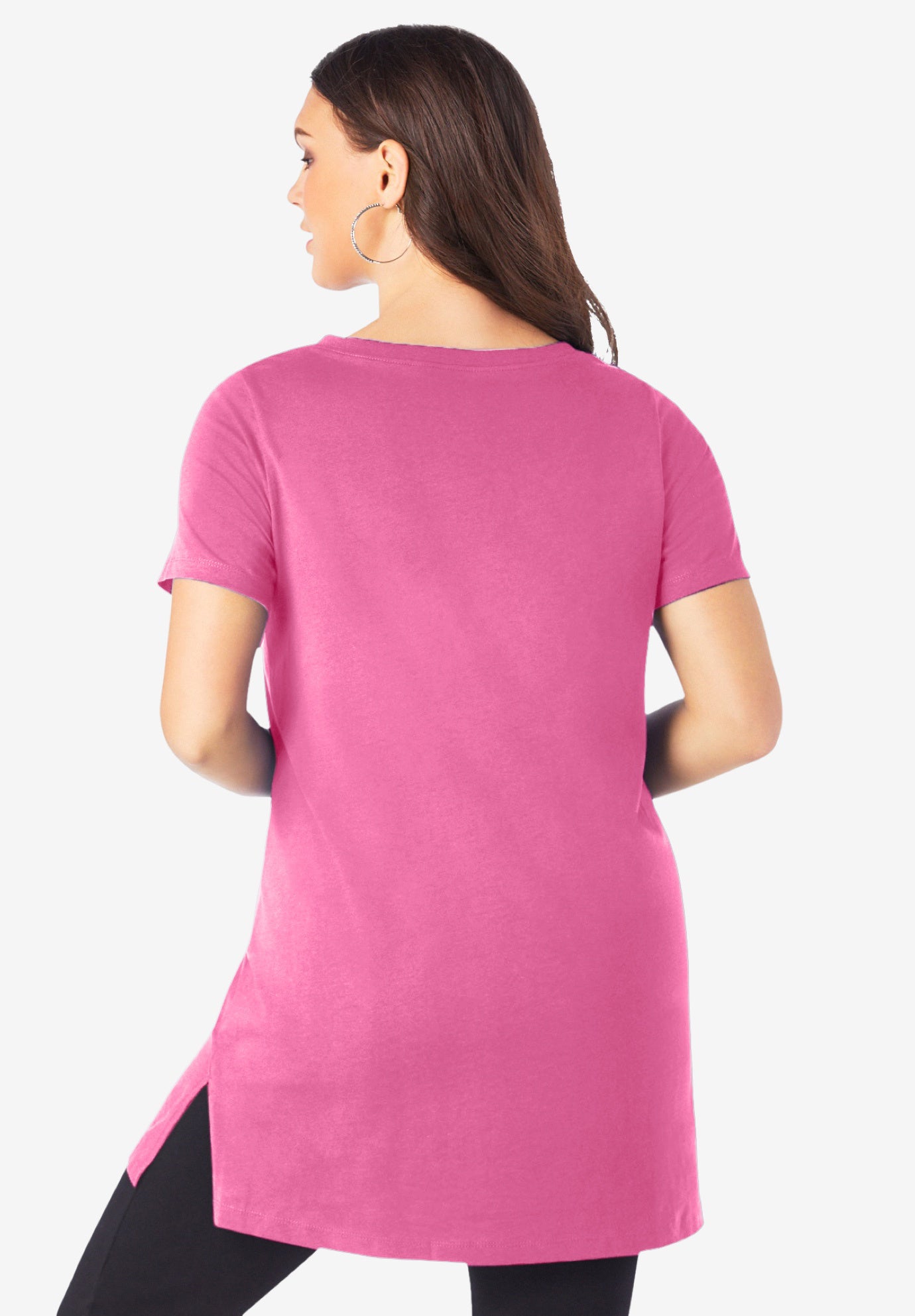 Plus Size Ultimate Cotton V-Neck Short Sleeve Tunic image number 1