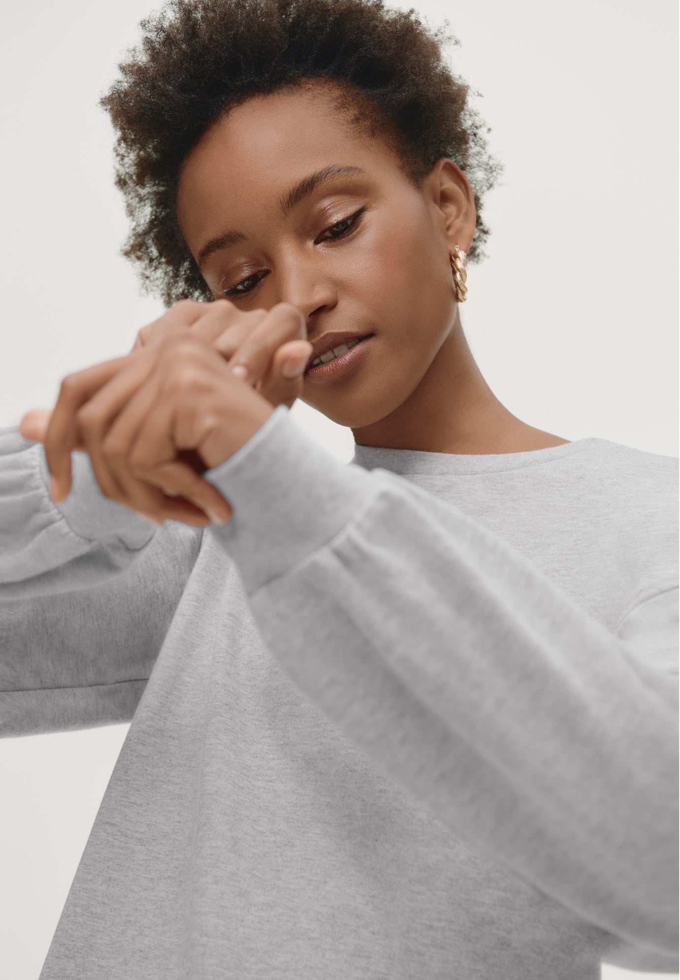 French Terry Blouson Sleeve Sweatshirt Tunic Dress image number 1