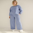 Wide Leg Fleece Sweatpant With Drawstring Waist image number null