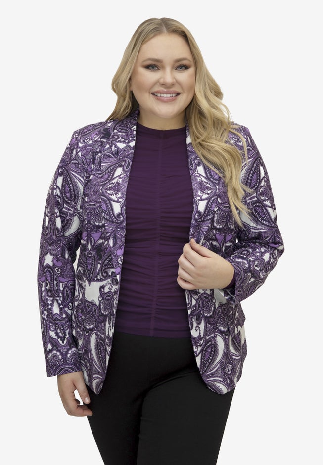 Crepe Print Blazer image number null