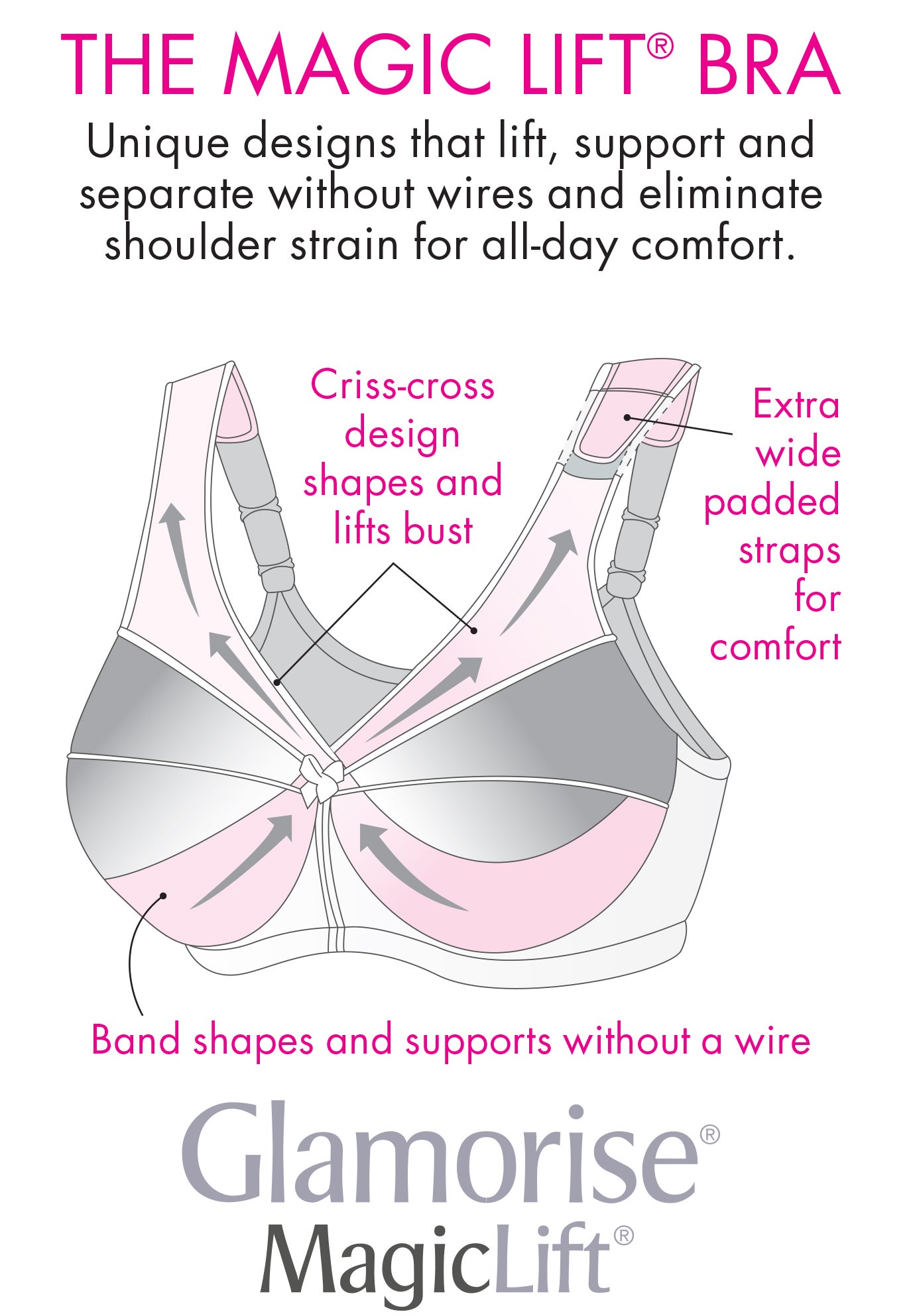 Glamorise&reg; Magic Lift&reg; Front-Close Support Wireless Bra 1200 image number 3