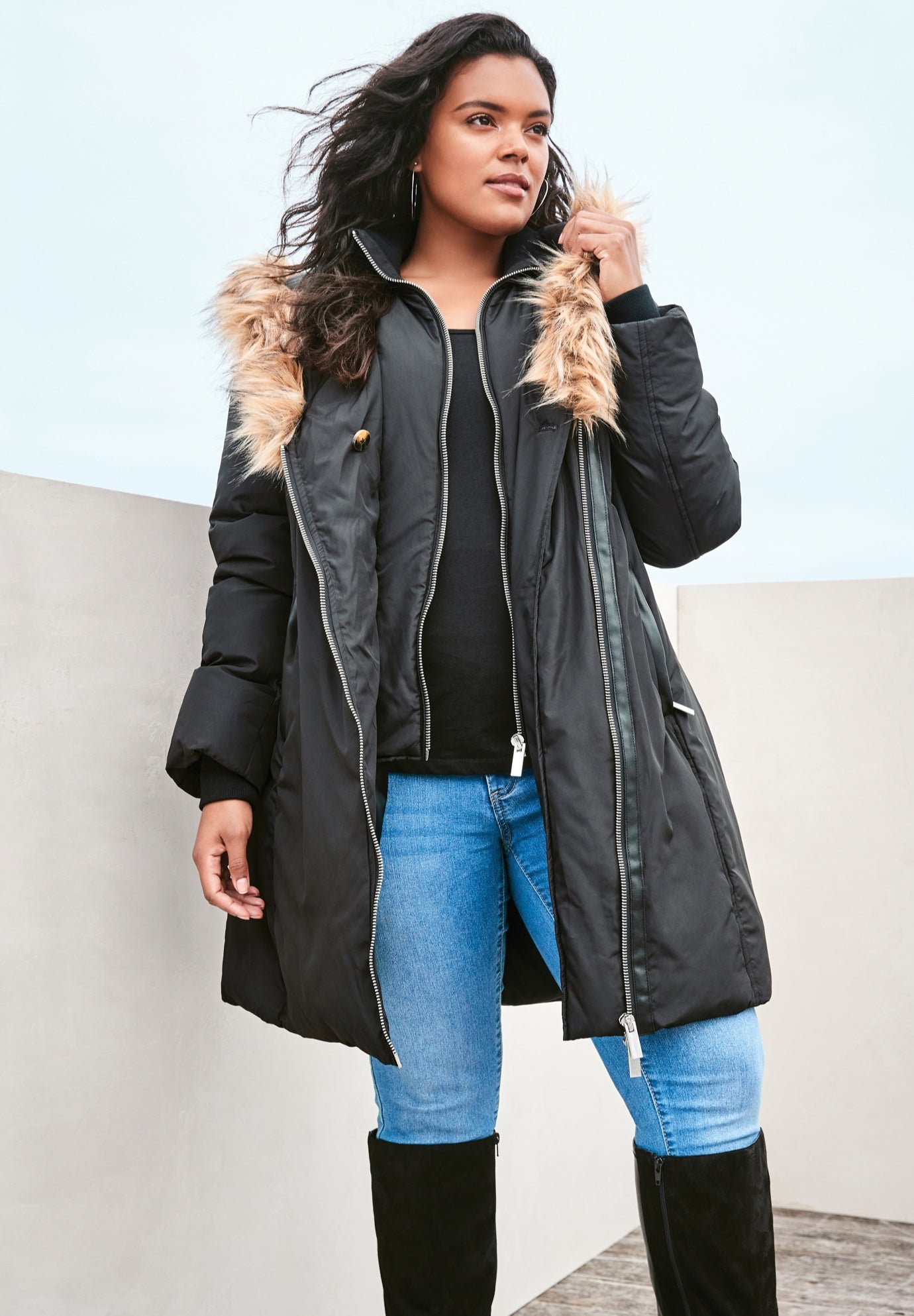 Plus Size Double Layer Puffer Coat image number 8
